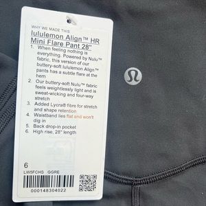 Lululemon align high rise mini-flared pant regular 28”- graphite grey size 6